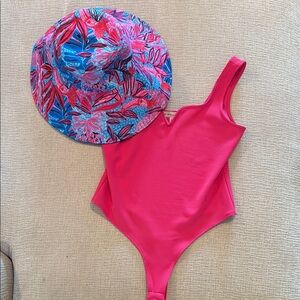 Lilly Pulitzer hat and a BCBGeneration bodysuit💕what a gorgeous combo!
